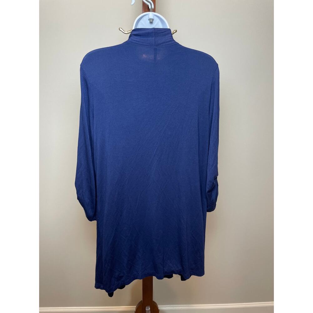 Olivia Moon Wrap Cardigan Size M Dark Blue Lightweight Jersey Knit NWT - Picture 3 of 7